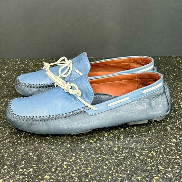 Robert Zur Two Tone Blue Glove Leather Driving Moccasins. Size 10M. main image 8
